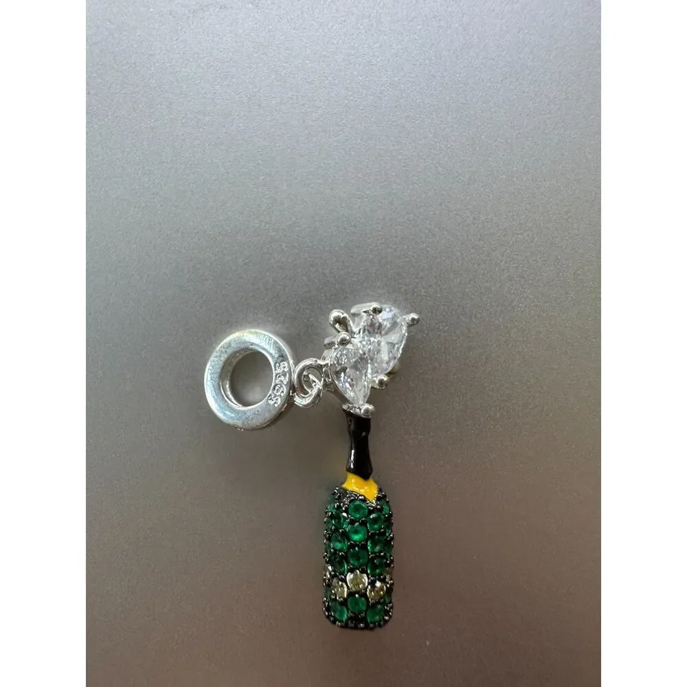 NWOT Champagne Bottle Silver 925 Charm